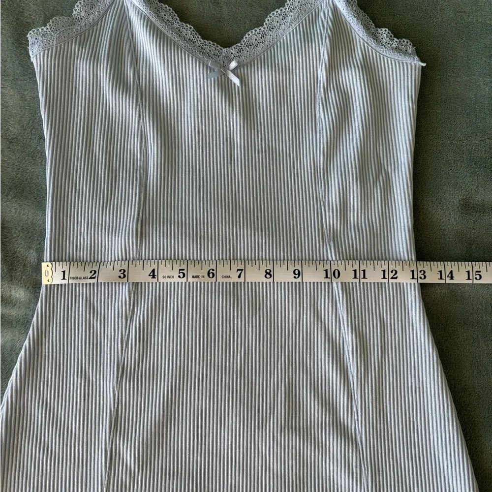 Divided Light Blue Lace-Accent Bodycon Dress - Picture 9 of 11